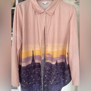 LULAROE WOMENS LARGE LONG SLEEVE BUTTON UP SHIRT